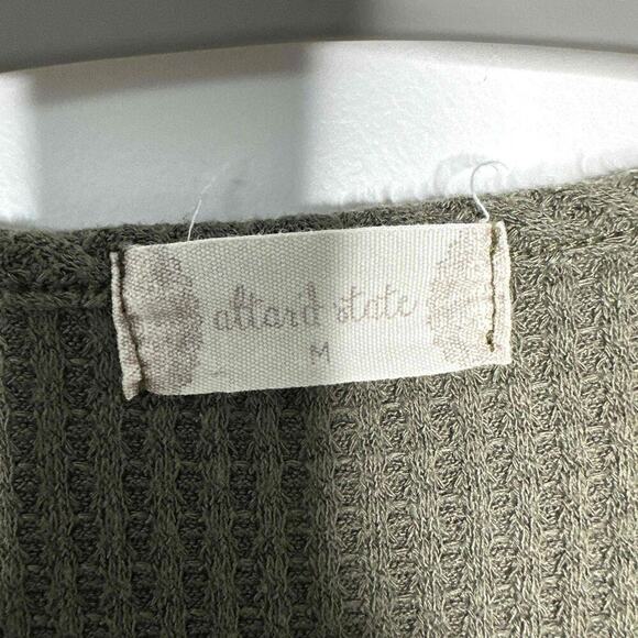 Altar'd State Womens Green Long Sleeve V-Neck Waffle Knit Ribbed‎ Sweater Size M - Picture 6 of 7